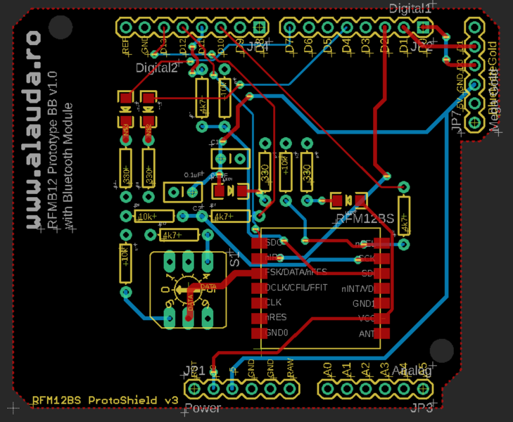 Fișier:Arduino Shield RFM12B, PCB, imagine.png